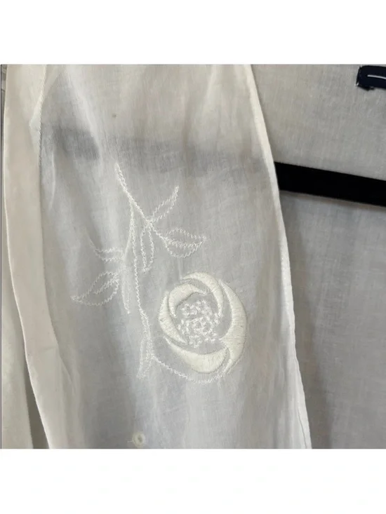 GAP White Embroidered Tie-Front Wrap Blouse - Picture 2 of 8